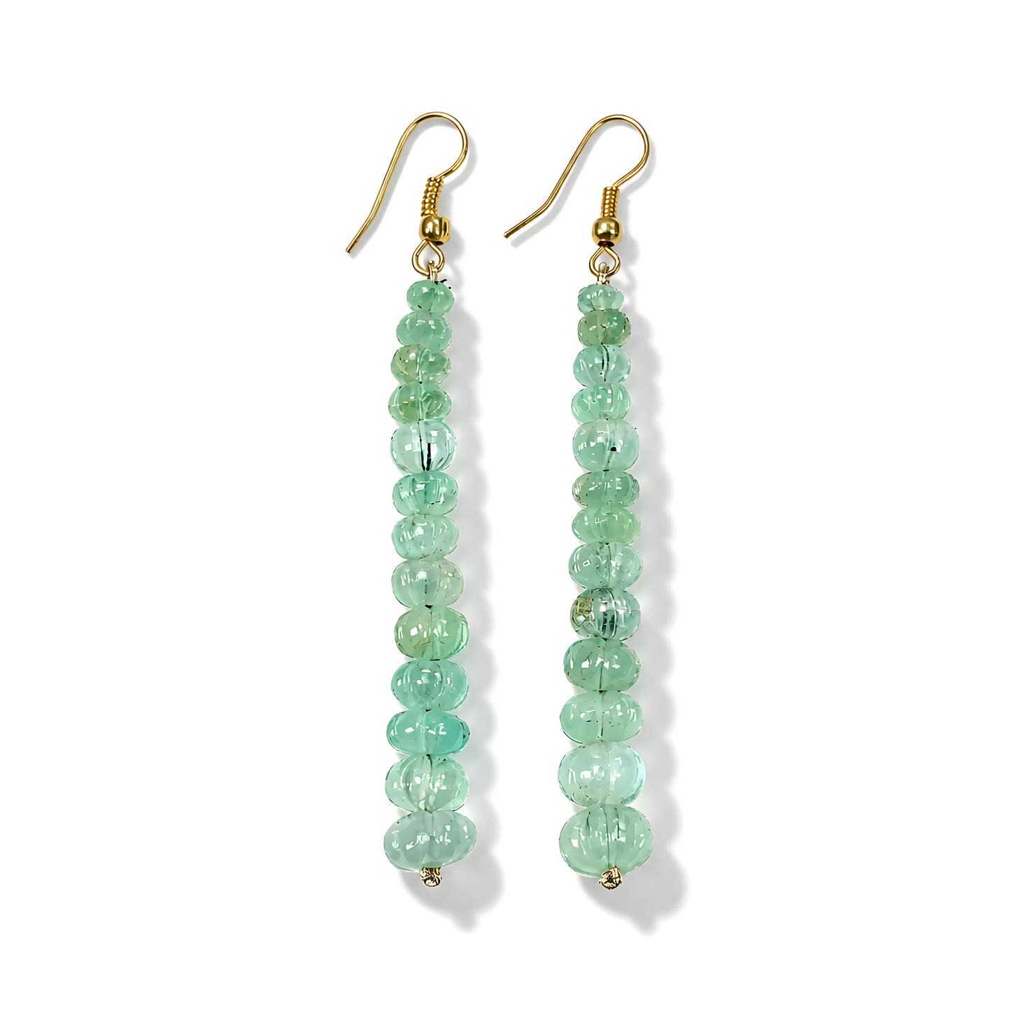 Emerald Gemstone Melon Beads Earring
