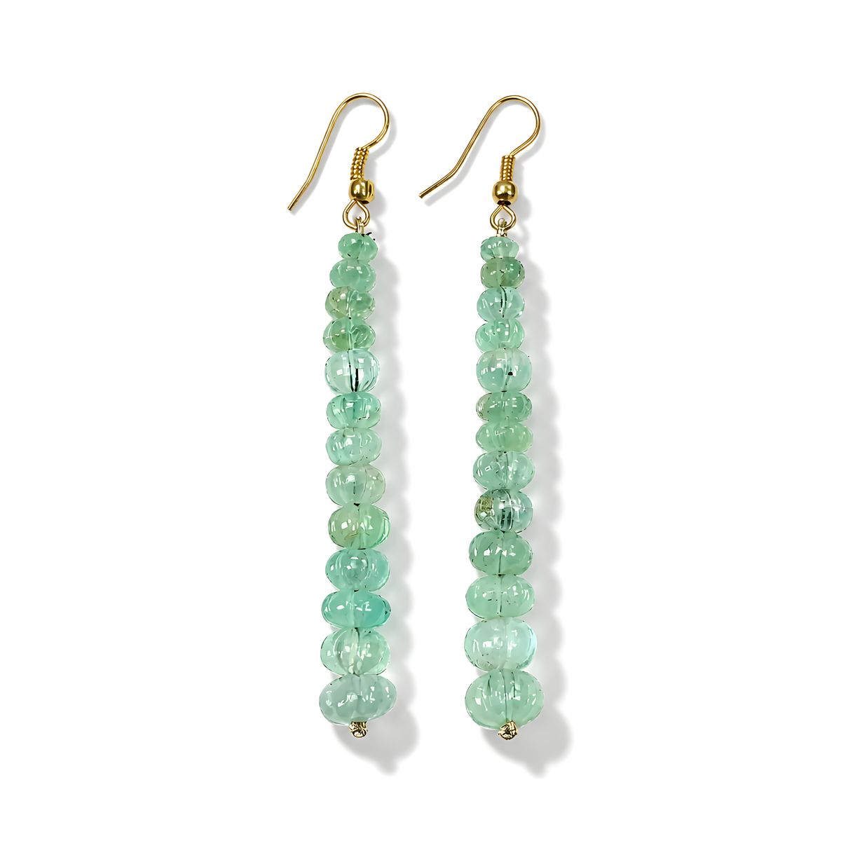 Emerald Gemstone Melon Beads Earring