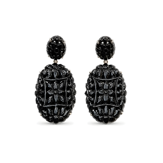 Black Onyx Gemstone Stud Earrings