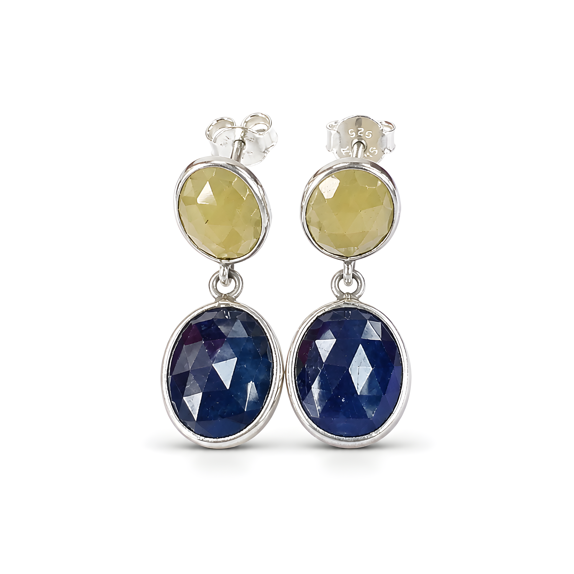 Multi Sapphire Gemstone Silver Earring