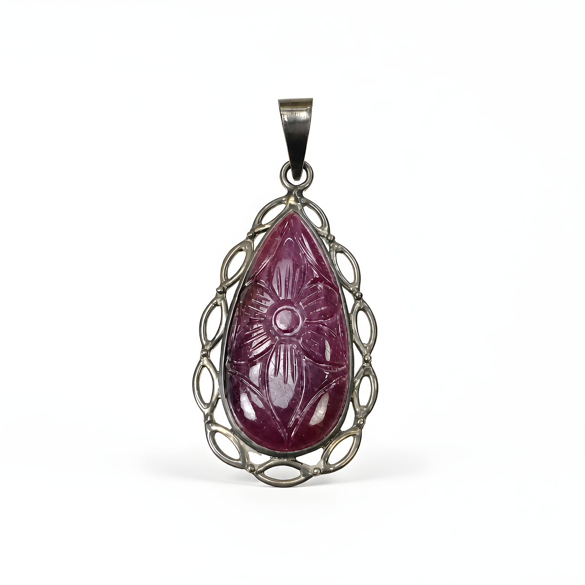 Red Ruby Gemstone 925 Silver Pendant