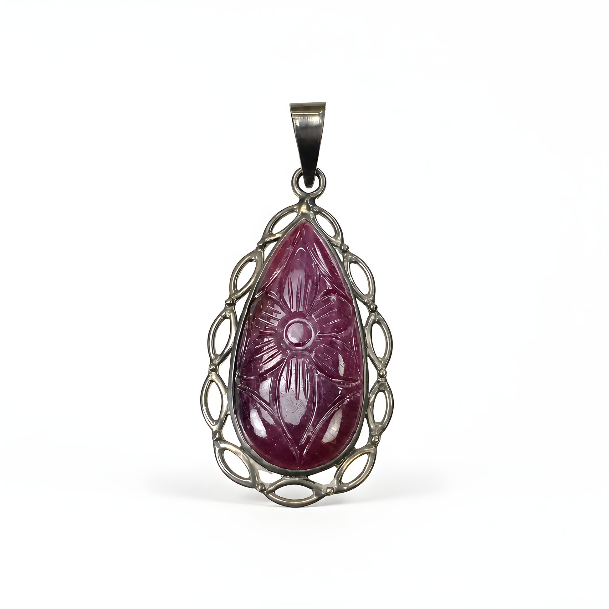 Red Ruby Gemstone 925 Silver Pendant