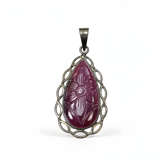 Red Ruby Gemstone 925 Silver Pendant