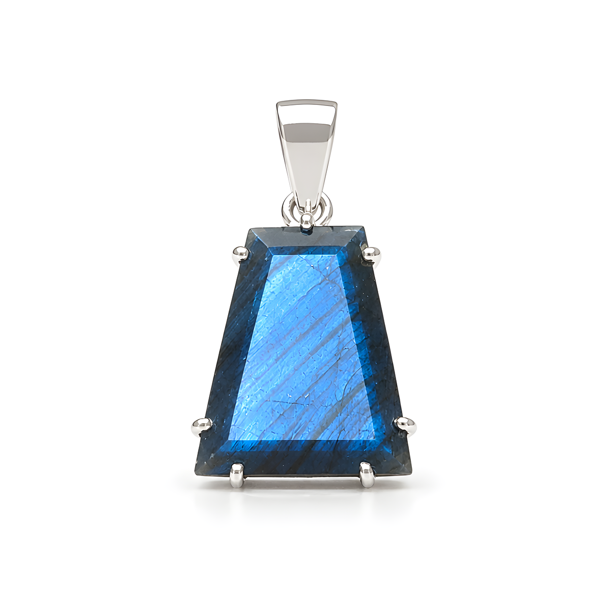 Labradorite Faceted Cut Gemstone 925 Silver Pendant