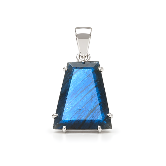 Labradorite Faceted Cut Gemstone 925 Silver Pendant