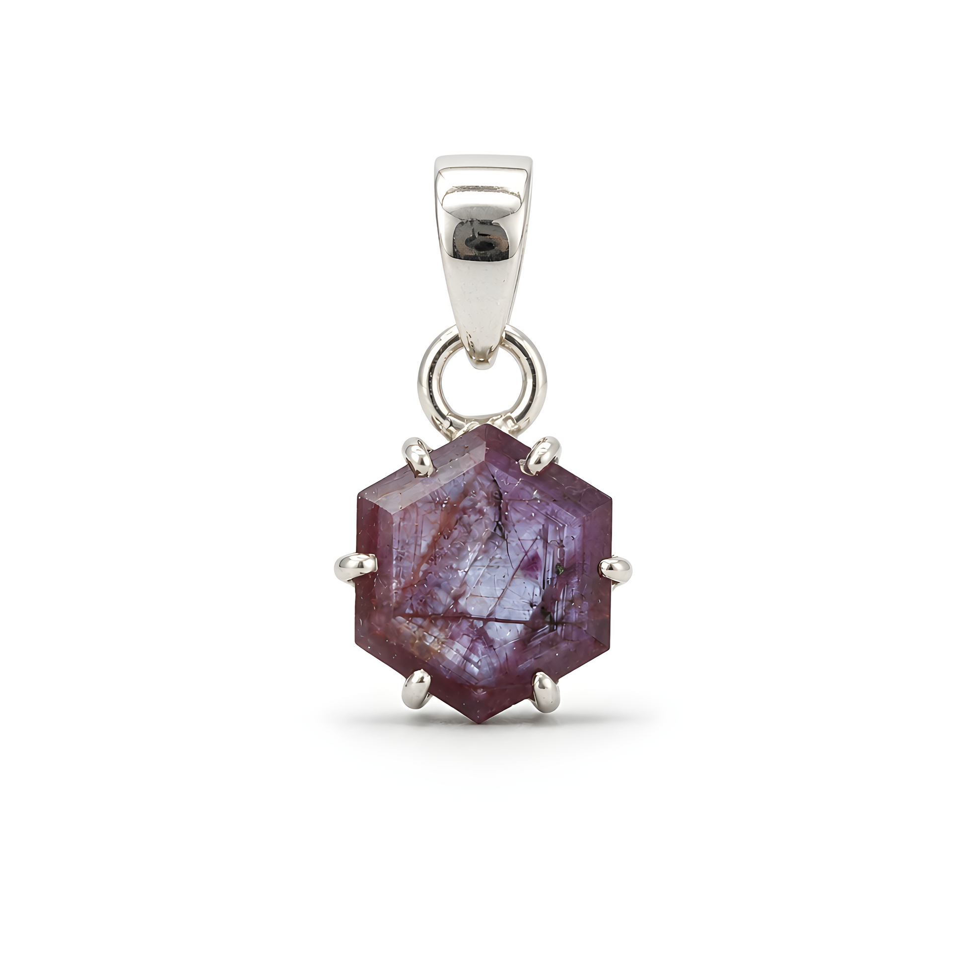 Pink Sapphire Gemstone 925 Silver Pendant