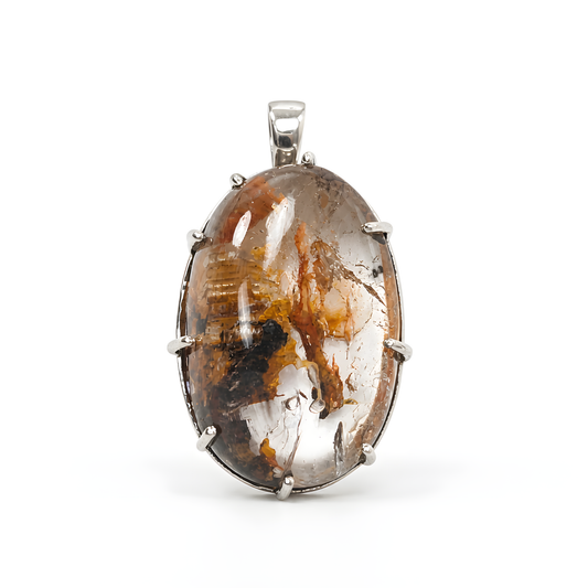 Super Seven Amethyst Gemstone Silver Pendant