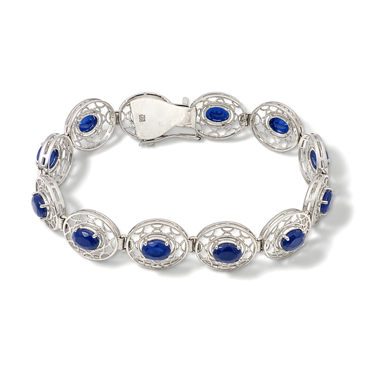 Blue Sapphire Gemstone 925 Silver Bracelet