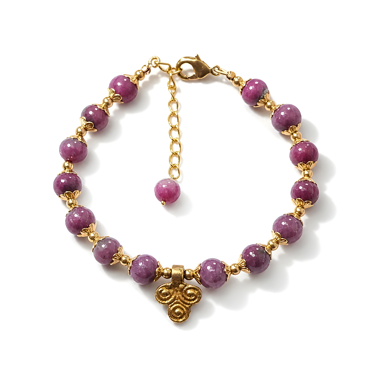 ruby beads brass bracelet