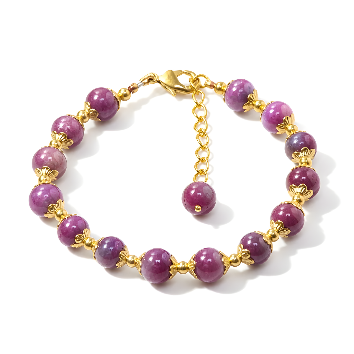 ruby plain beads brass bracelet