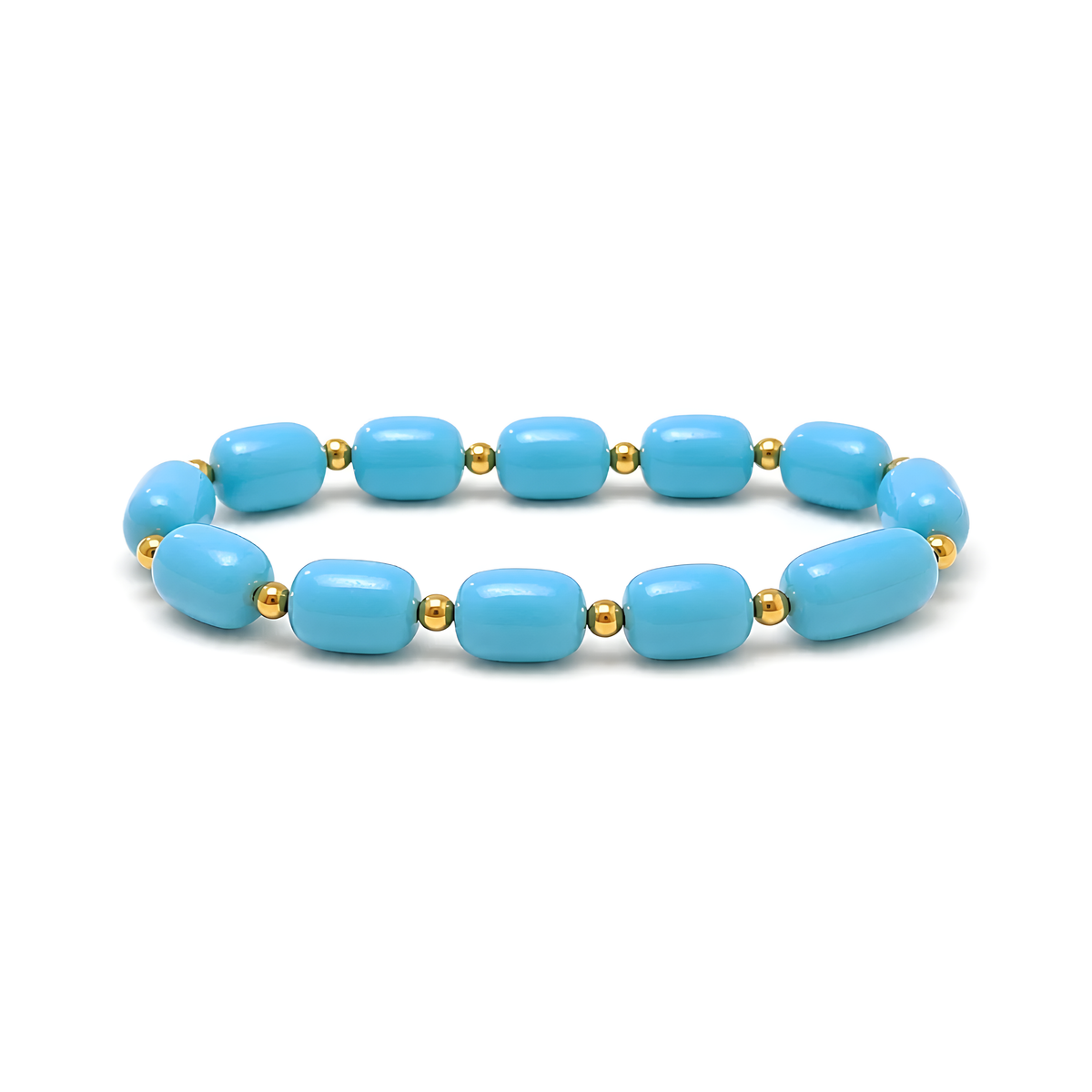 Turquoise Gemstone Plain Beads Bracelet