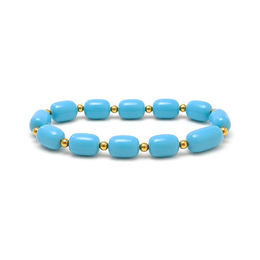 Turquoise Gemstone Plain Beads Bracelet