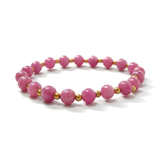 ruby plain beads brass barcelet