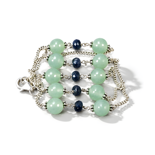 serpentine, sapphire beads necklace
