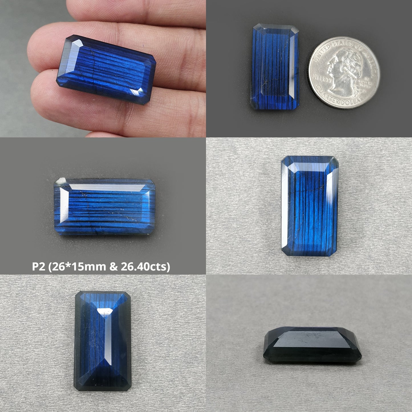 Rainbow Flashing LABRADORITE Gemstone Normal Cut : Natural Untreated Blue Labradorite Cushion Shape