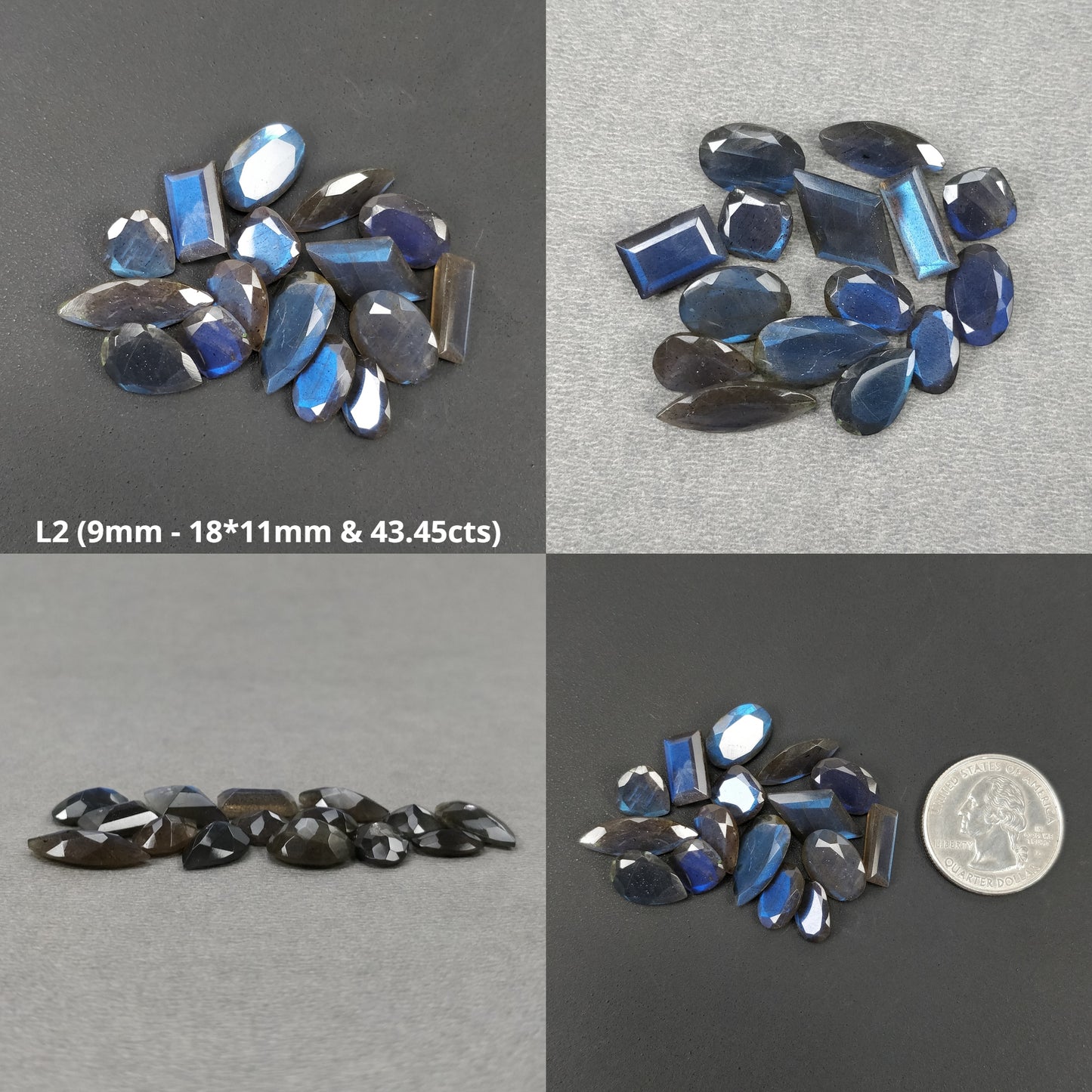 Rainbow Flashing LABRADORITE Gemstone Normal & Checker Cut : Natural Untreated Blue Labradorite Uneven Pear Marquise Shape