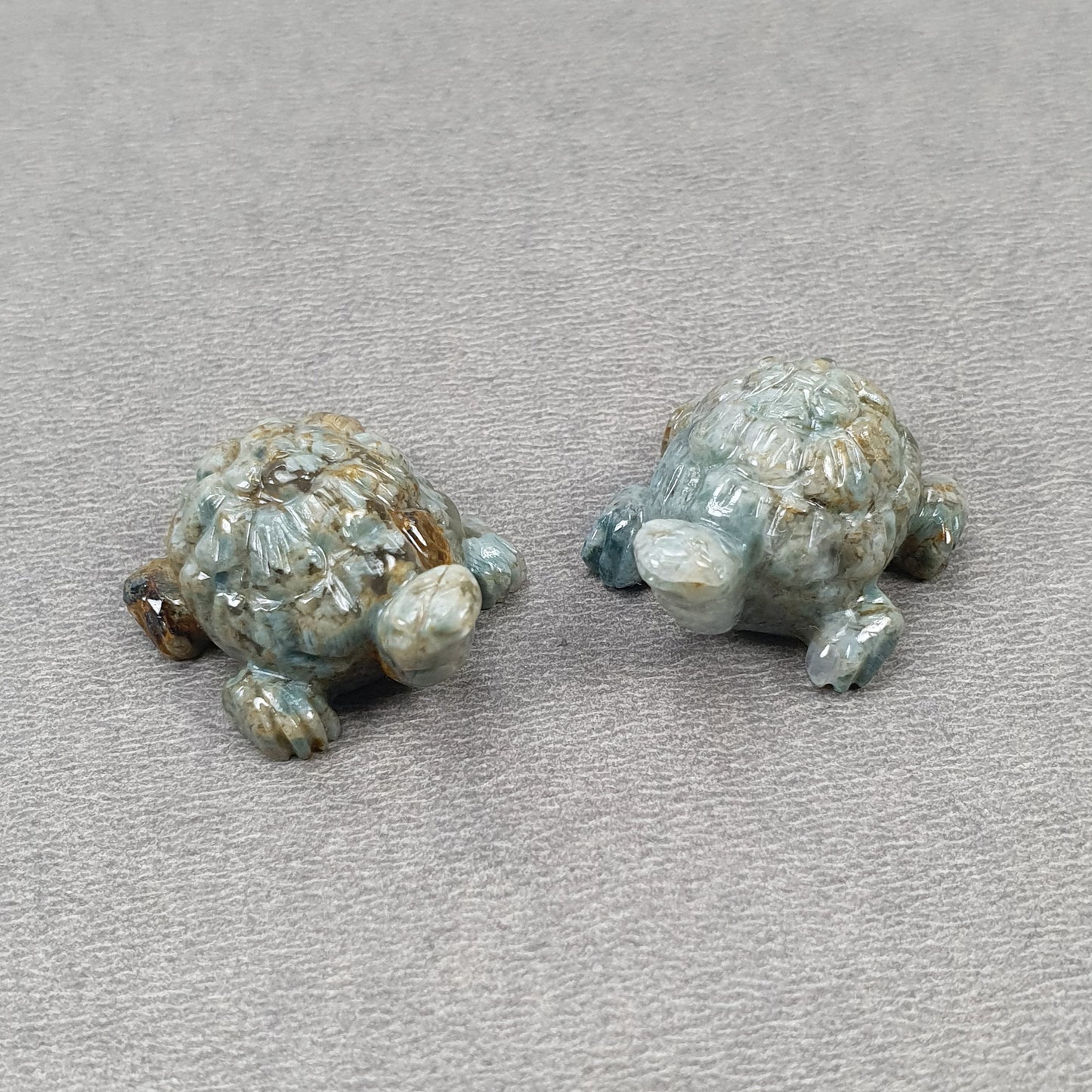Moss Agate Gemstone Carving : 58.00cts Natural Untreated Green Agate Hand Carved Tortoise Sculpture 26*20mm Pair