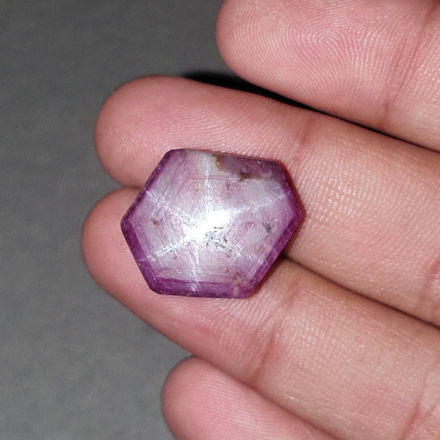 Johnson Star Trapiche Ruby Gemstone Cabochon : 35.35cts Natural Untreated Unheated Red 6Ray Star Ruby Hexagon Shape 21*17mm