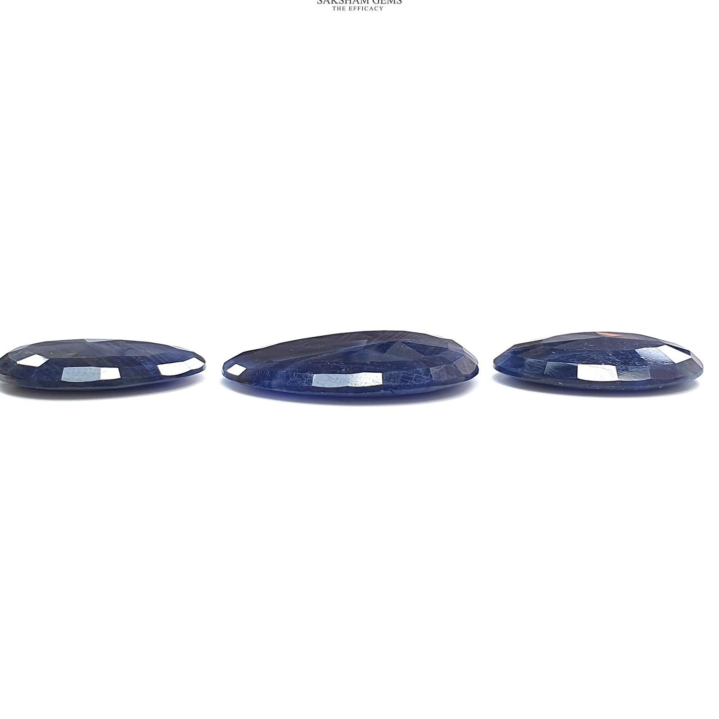 BLUE SAPPHIRE Gemstone Normal Cut : 69.20cts Natural Untreated Unheated Sapphire Egg Shape 23.5*17.5mm - 29.5*22.5mm 3pcs Set