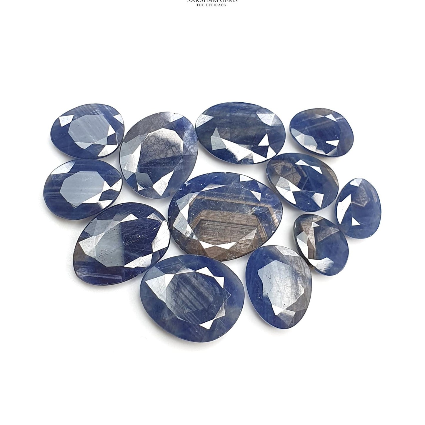 BLUE SAPPHIRE Gemstone Normal Cut : 117.70cts Natural Untreated Unheated Sapphire Egg Shape 12.5*10mm - 22.5*17mm 12pcs Set