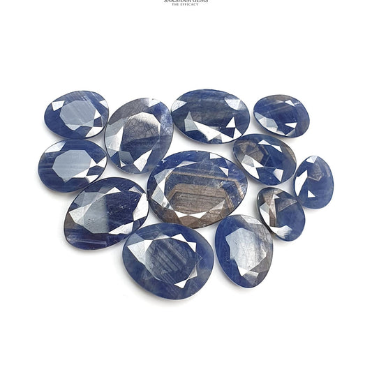 BLUE SAPPHIRE Gemstone Normal Cut : 117.70cts Natural Untreated Unheated Sapphire Egg Shape 12.5*10mm - 22.5*17mm 12pcs Set