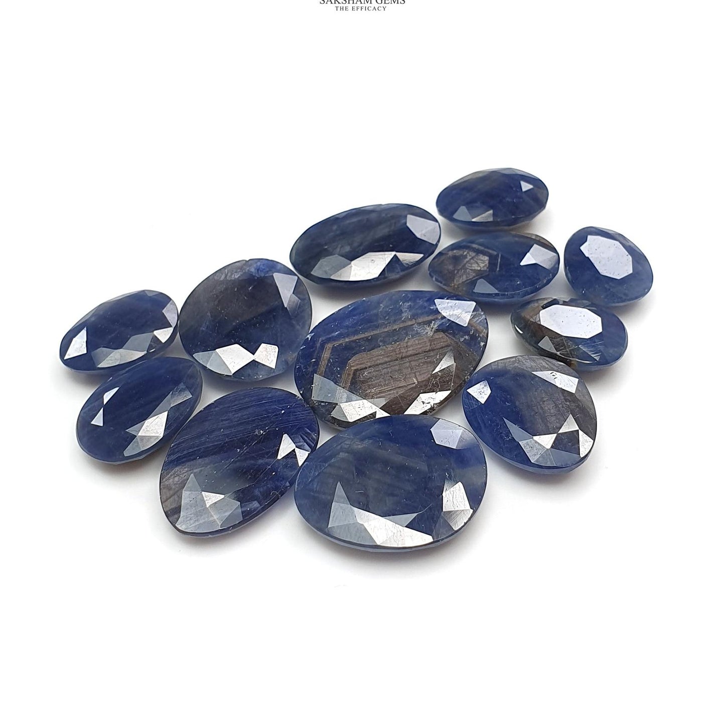 BLUE SAPPHIRE Gemstone Normal Cut : 117.70cts Natural Untreated Unheated Sapphire Egg Shape 12.5*10mm - 22.5*17mm 12pcs Set