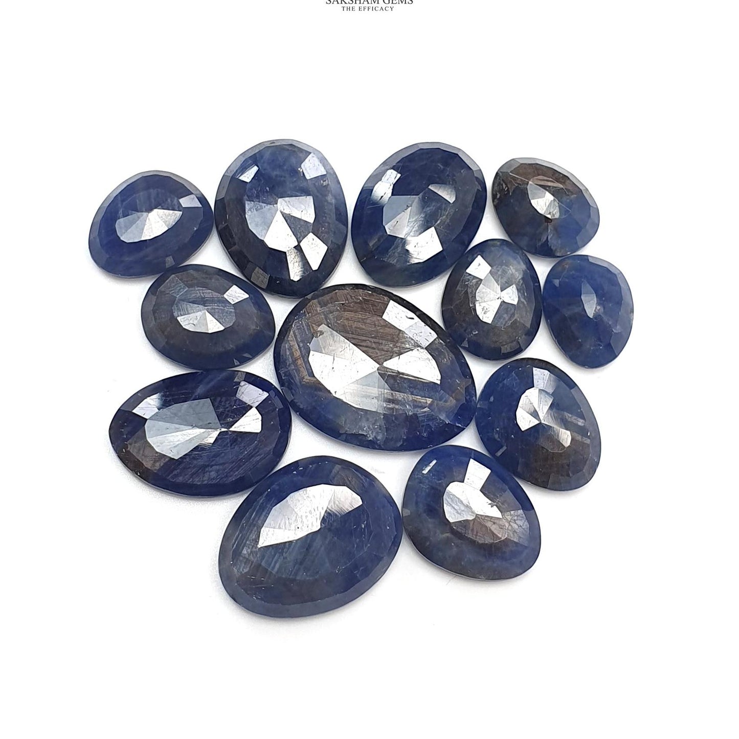 BLUE SAPPHIRE Gemstone Normal Cut : 117.70cts Natural Untreated Unheated Sapphire Egg Shape 12.5*10mm - 22.5*17mm 12pcs Set