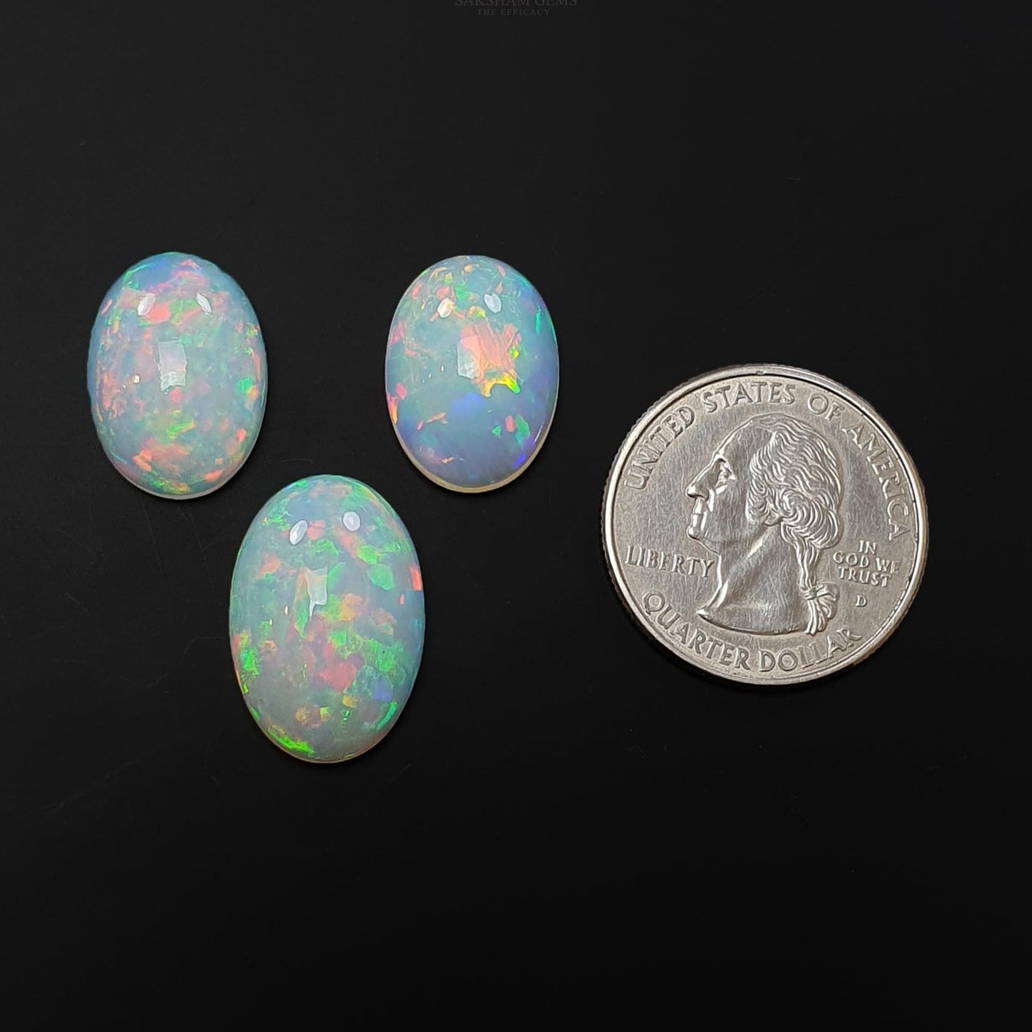 ETHIOPIAN OPAL Gemstone Cabochon : 25.80cts Natural Untreated White Opal Cabochon Oval Shape 17.5*13mm - 21*14mm 3pcs Set For Jewelry