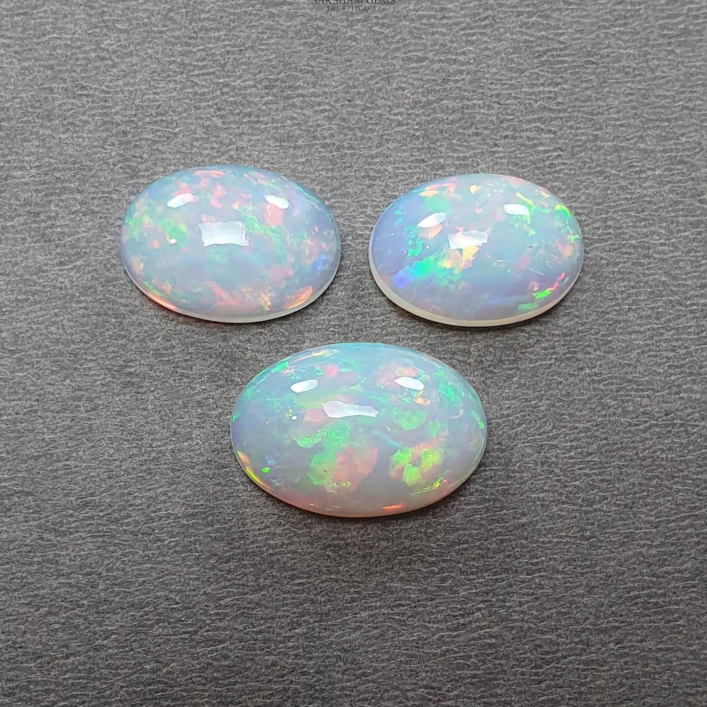 ETHIOPIAN OPAL Gemstone Cabochon : 25.80cts Natural Untreated White Opal Cabochon Oval Shape 17.5*13mm - 21*14mm 3pcs Set For Jewelry