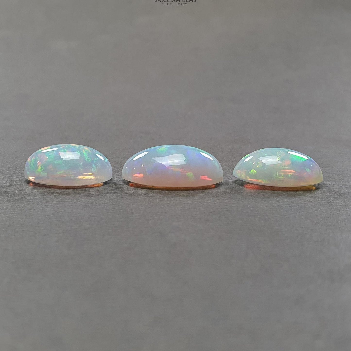 ETHIOPIAN OPAL Gemstone Cabochon : 25.80cts Natural Untreated White Opal Cabochon Oval Shape 17.5*13mm - 21*14mm 3pcs Set For Jewelry