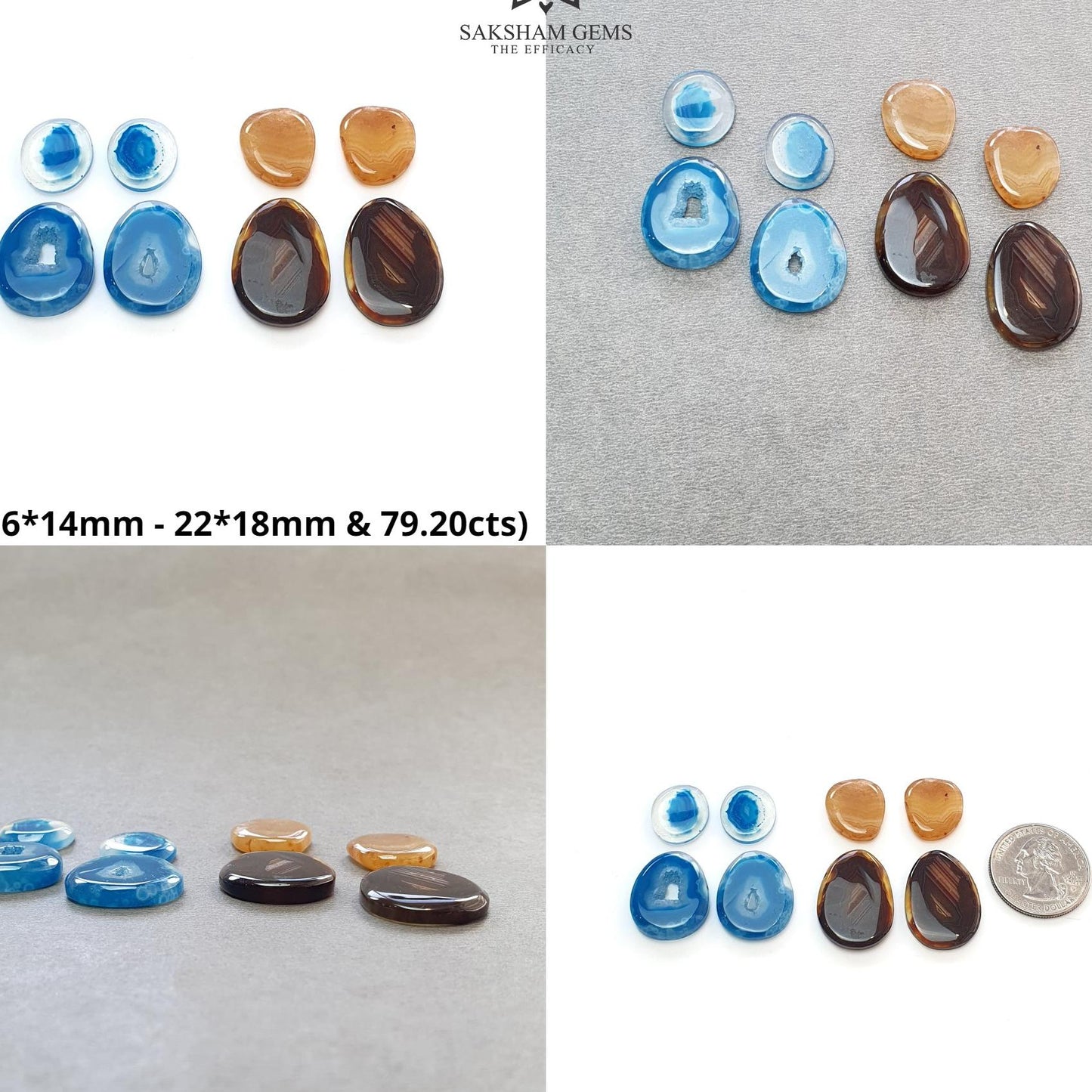 BOTSWANA AGATE Gemstone Cabochon : Natural Color Enhanced Bi-Color Agate Uneven Shape 8pcs Set