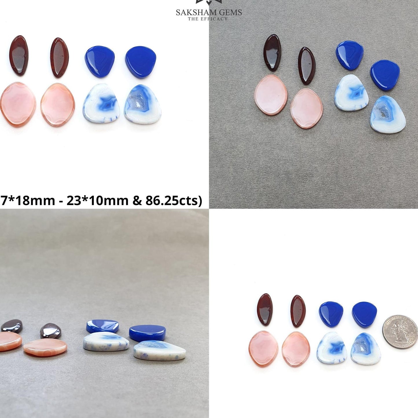 BOTSWANA AGATE Gemstone Cabochon : Natural Color Enhanced Bi-Color Agate Uneven Shape 8pcs Set