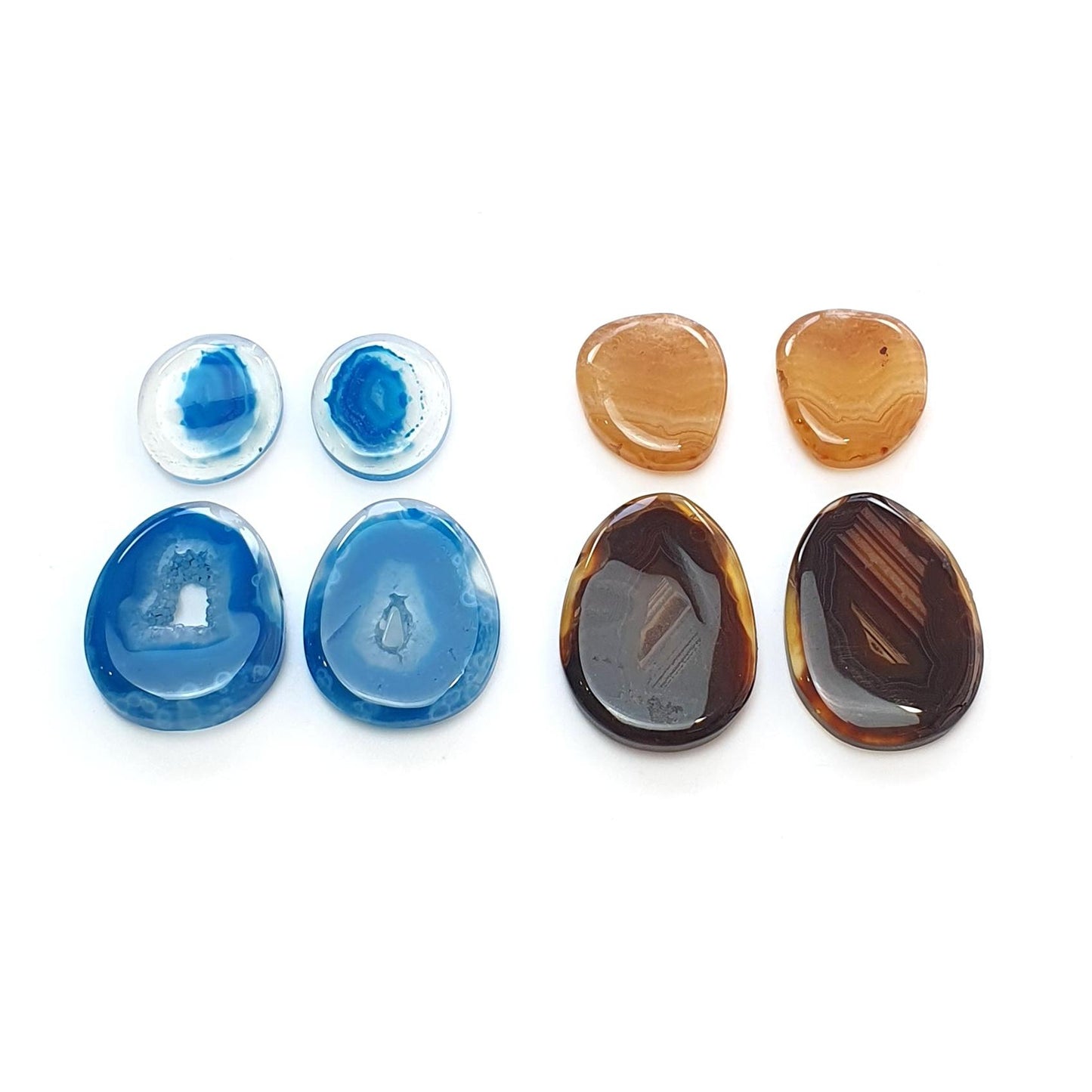 BOTSWANA AGATE Gemstone Cabochon : Natural Color Enhanced Bi-Color Agate Uneven Shape 8pcs Set