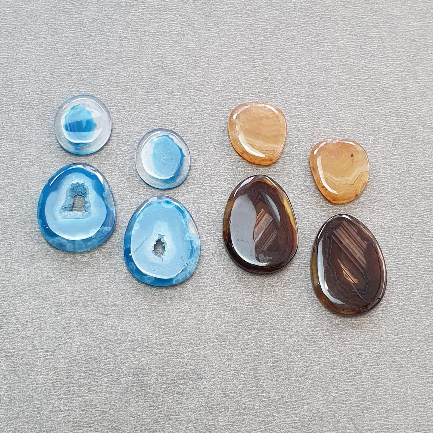BOTSWANA AGATE Gemstone Cabochon : Natural Color Enhanced Bi-Color Agate Uneven Shape 8pcs Set