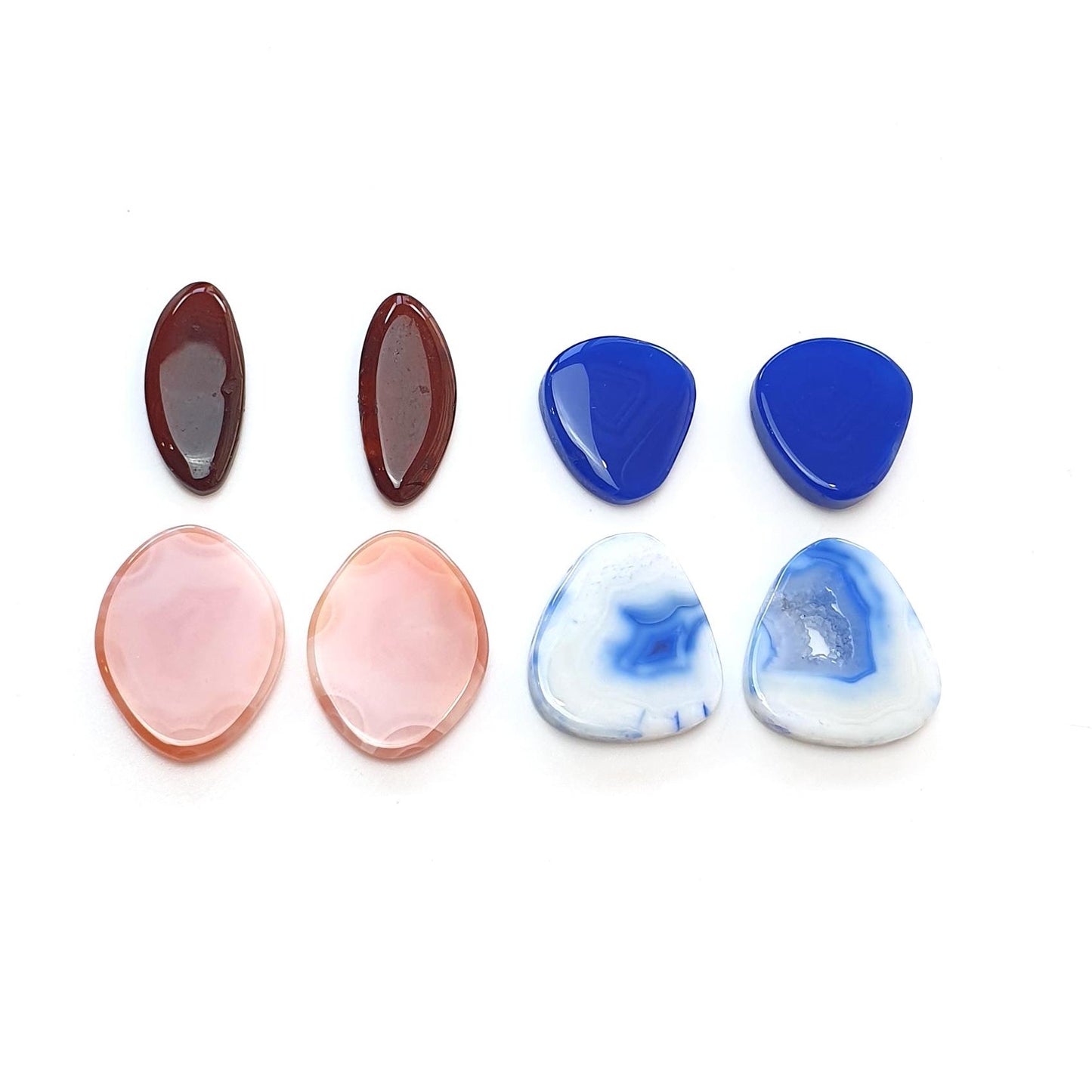 BOTSWANA AGATE Gemstone Cabochon : Natural Color Enhanced Bi-Color Agate Uneven Shape 8pcs Set