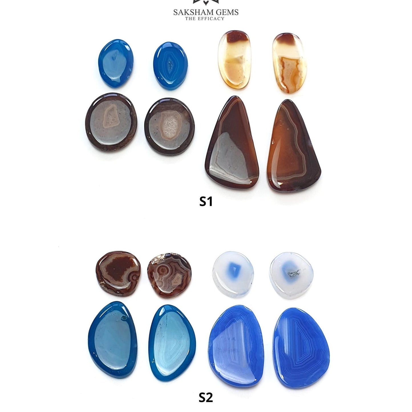 BOTSWANA AGATE Gemstone Cabochon : Natural Color Enhanced Bi-Color Agate Uneven Shape 8pcs Set