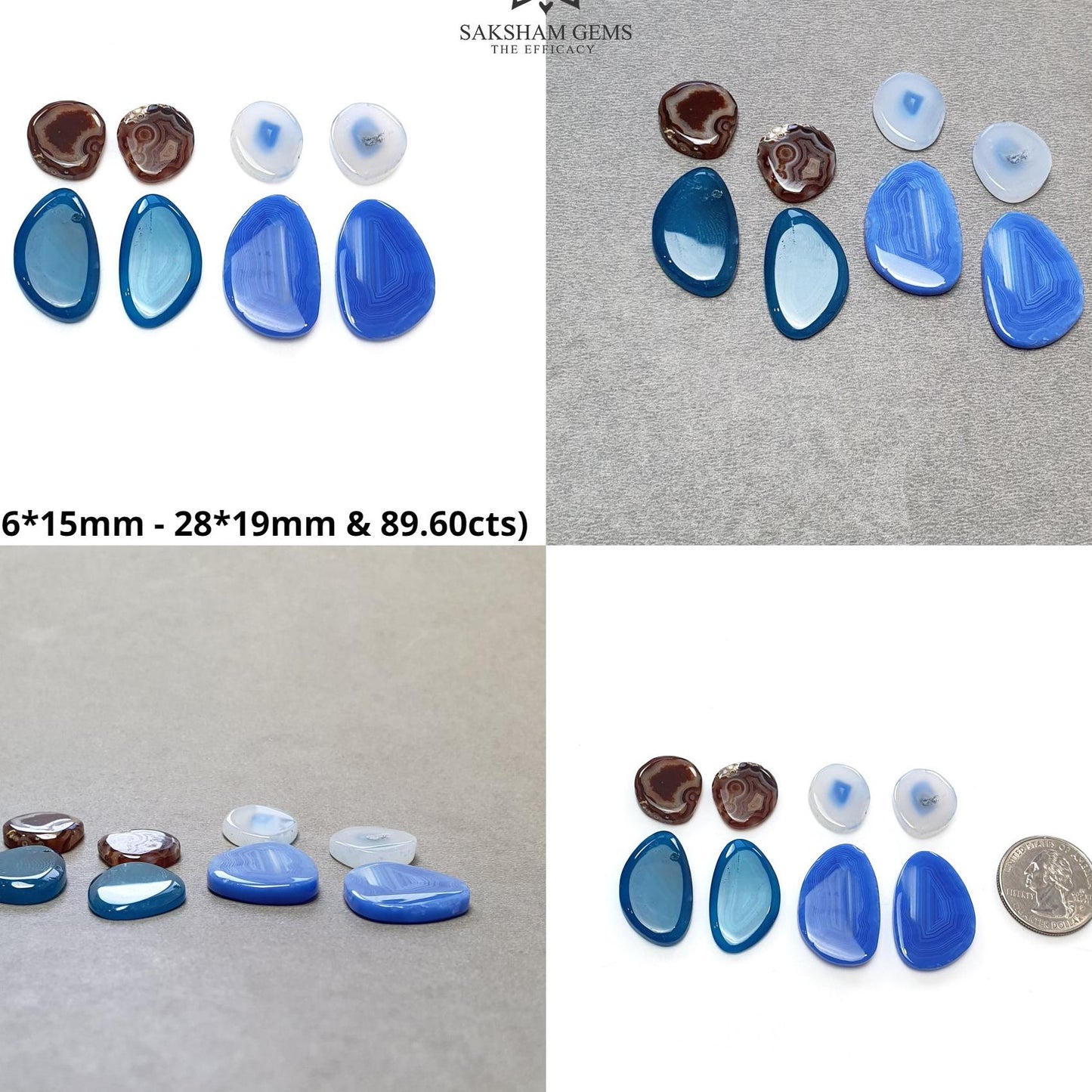 BOTSWANA AGATE Gemstone Cabochon : Natural Color Enhanced Bi-Color Agate Uneven Shape 8pcs Set