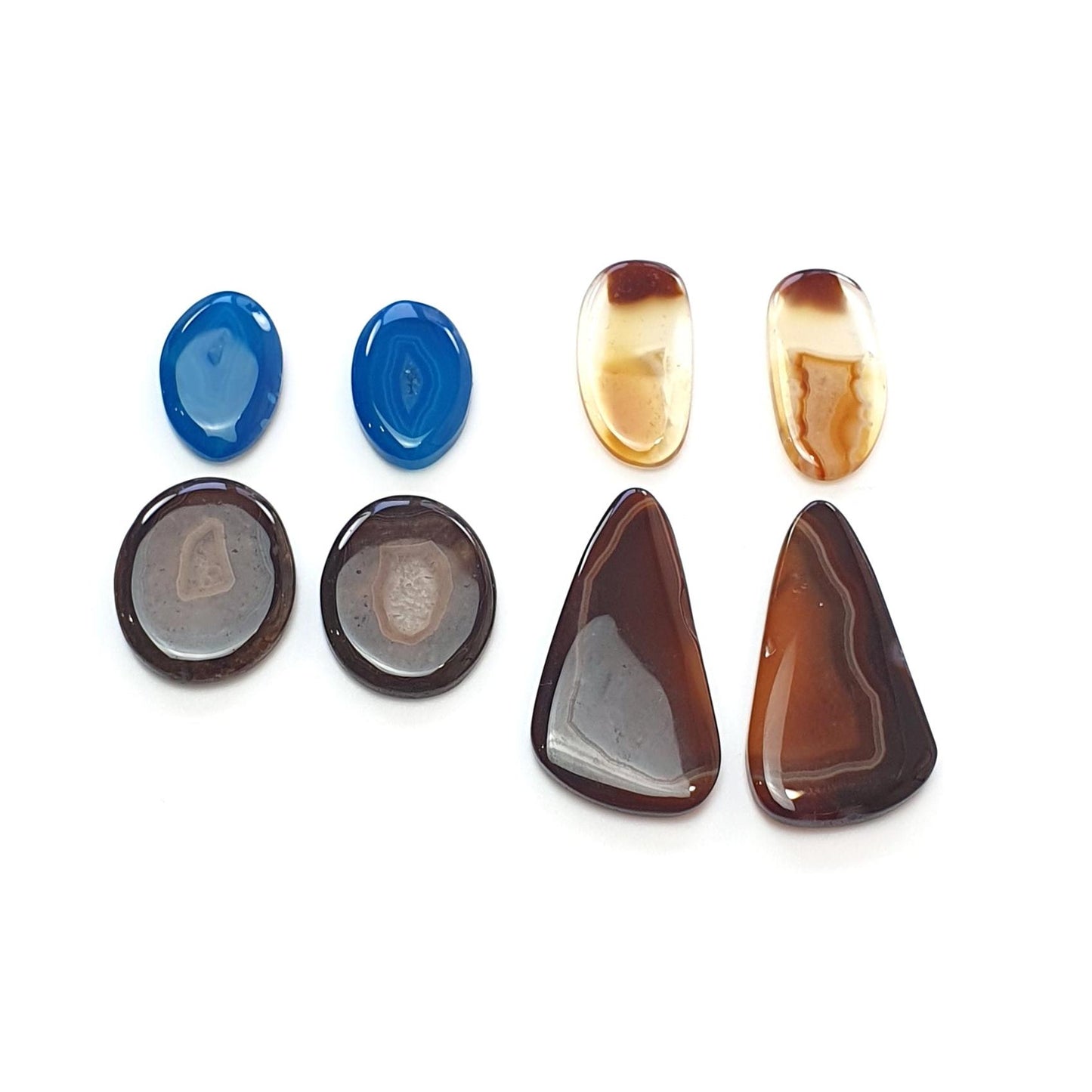 BOTSWANA AGATE Gemstone Cabochon : Natural Color Enhanced Bi-Color Agate Uneven Shape 8pcs Set