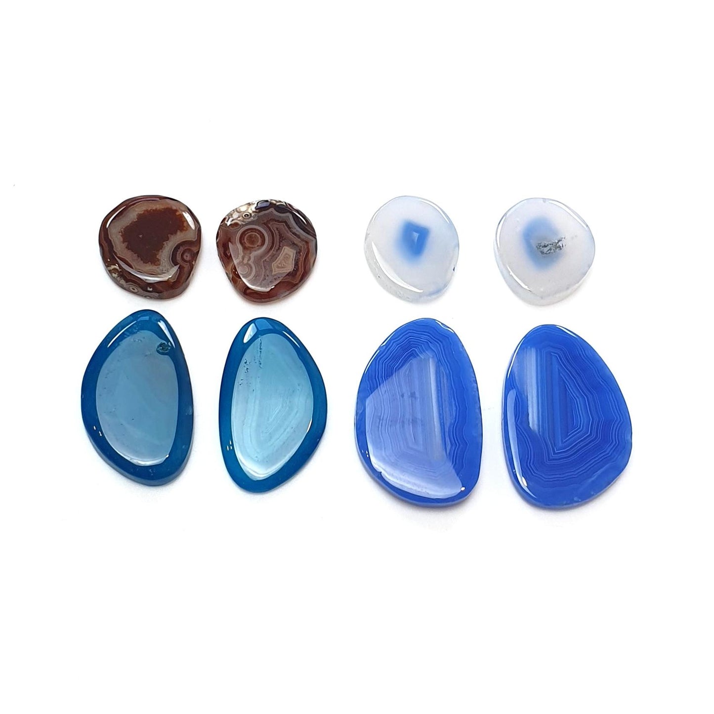 BOTSWANA AGATE Gemstone Cabochon : Natural Color Enhanced Bi-Color Agate Uneven Shape 8pcs Set