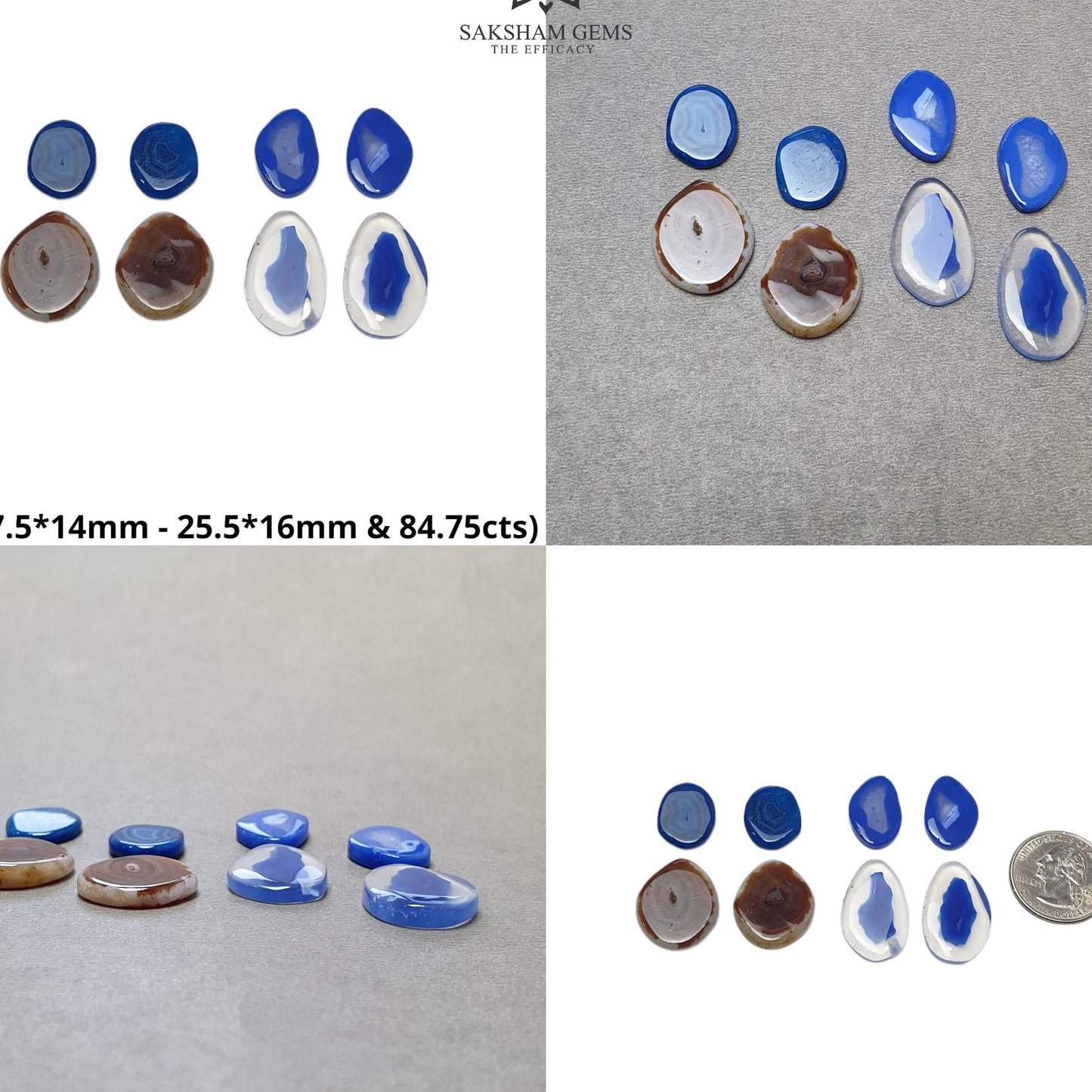 BOTSWANA AGATE Gemstone Cabochon : Natural Color Enhanced Bi-Color Agate Uneven Shape 8pcs Set