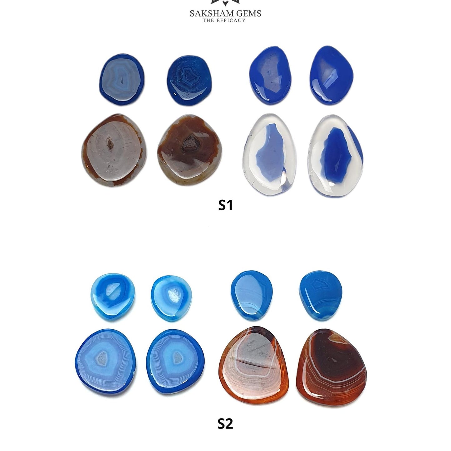 BOTSWANA AGATE Gemstone Cabochon : Natural Color Enhanced Bi-Color Agate Uneven Shape 8pcs Set