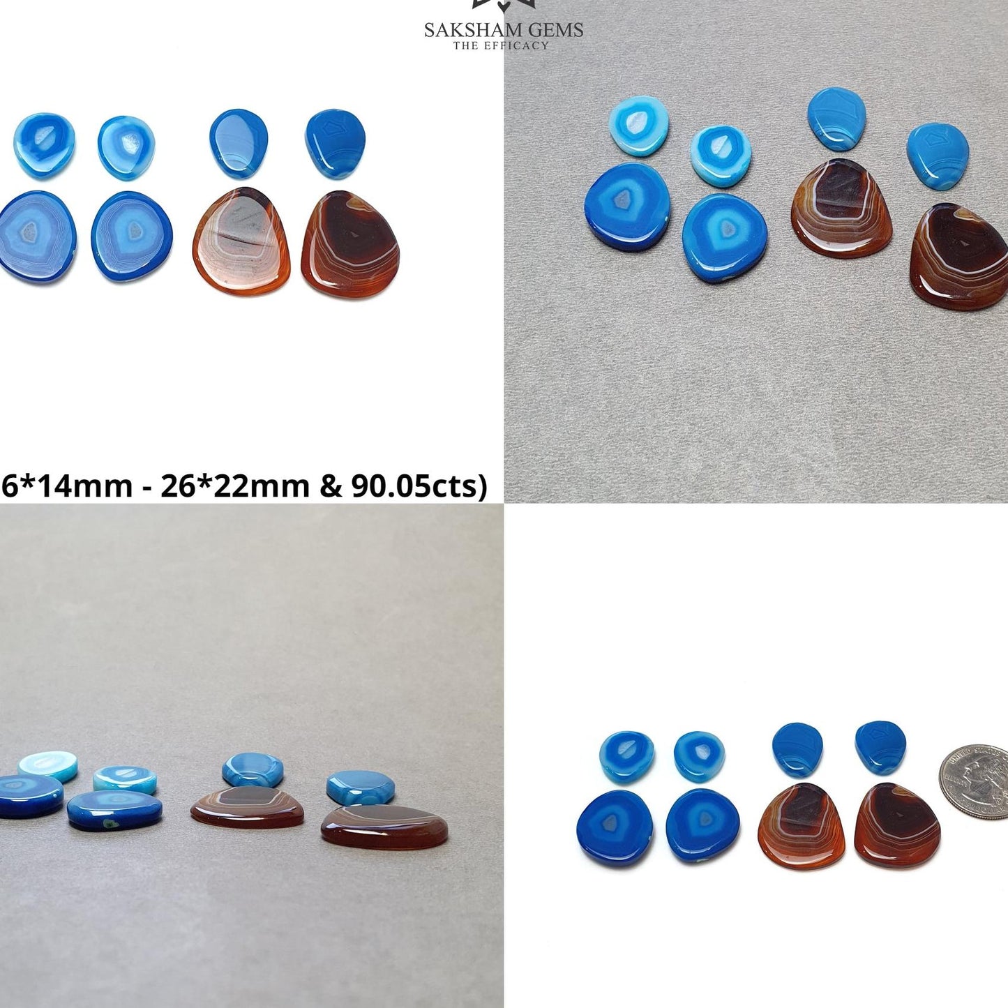 BOTSWANA AGATE Gemstone Cabochon : Natural Color Enhanced Bi-Color Agate Uneven Shape 8pcs Set