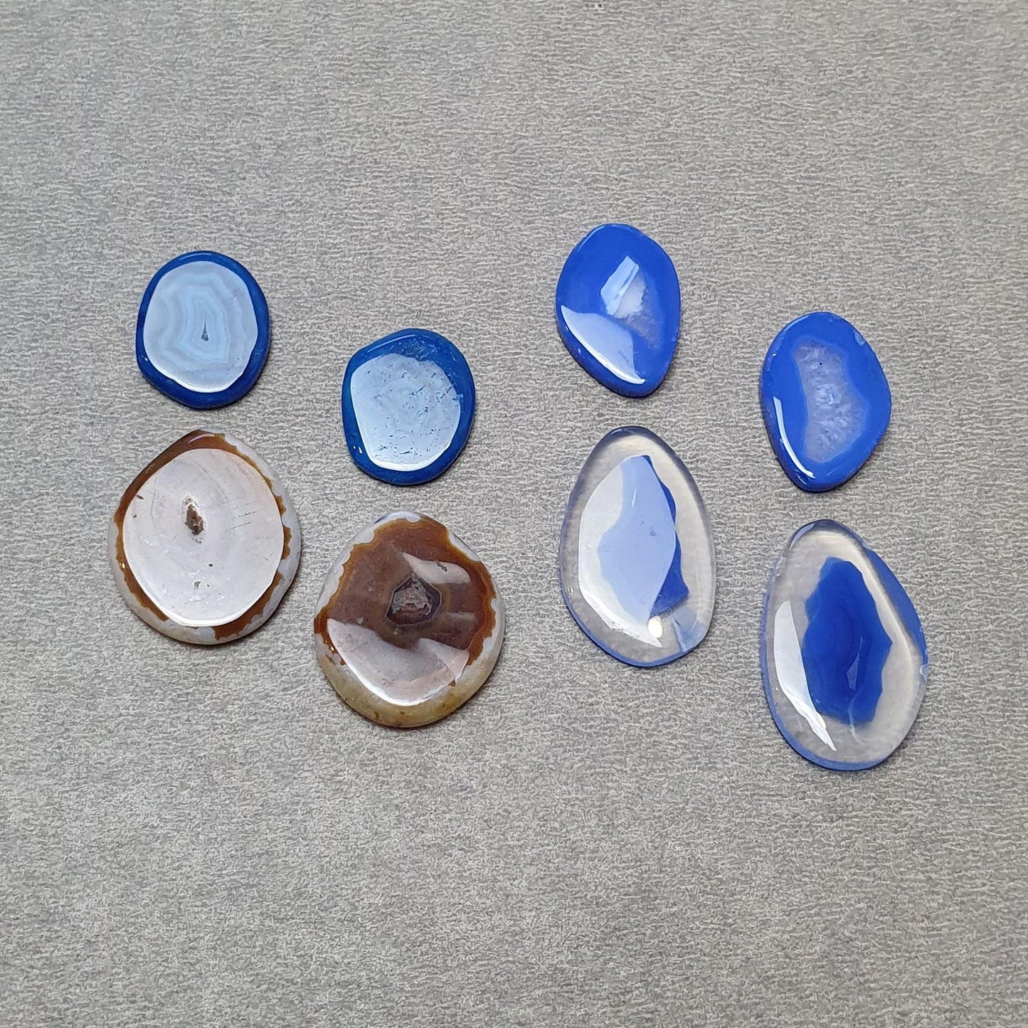 BOTSWANA AGATE Gemstone Cabochon : Natural Color Enhanced Bi-Color Agate Uneven Shape 8pcs Set