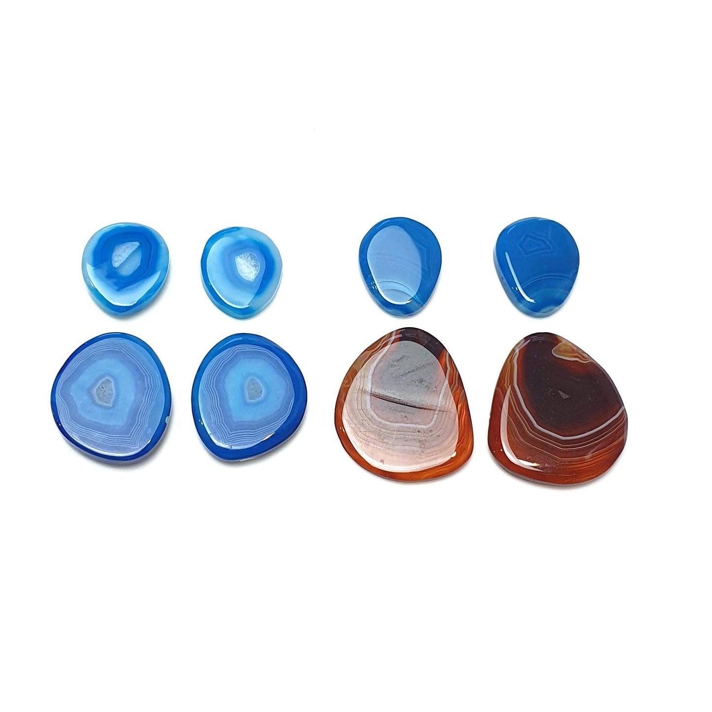 BOTSWANA AGATE Gemstone Cabochon : Natural Color Enhanced Bi-Color Agate Uneven Shape 8pcs Set