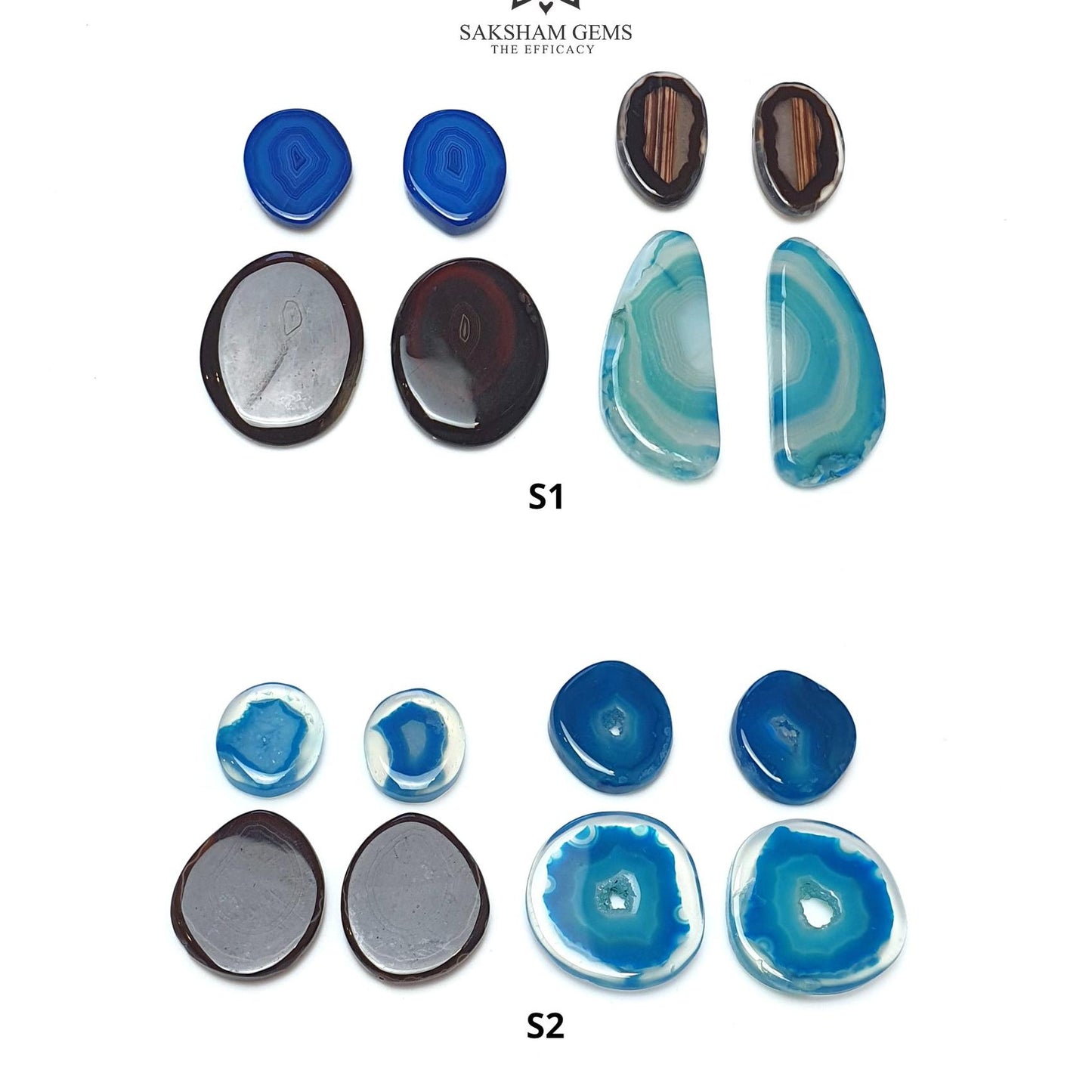 BOTSWANA AGATE Gemstone Cabochon : Natural Color Enhanced Bi-Color Agate Uneven Shape 8pcs Set