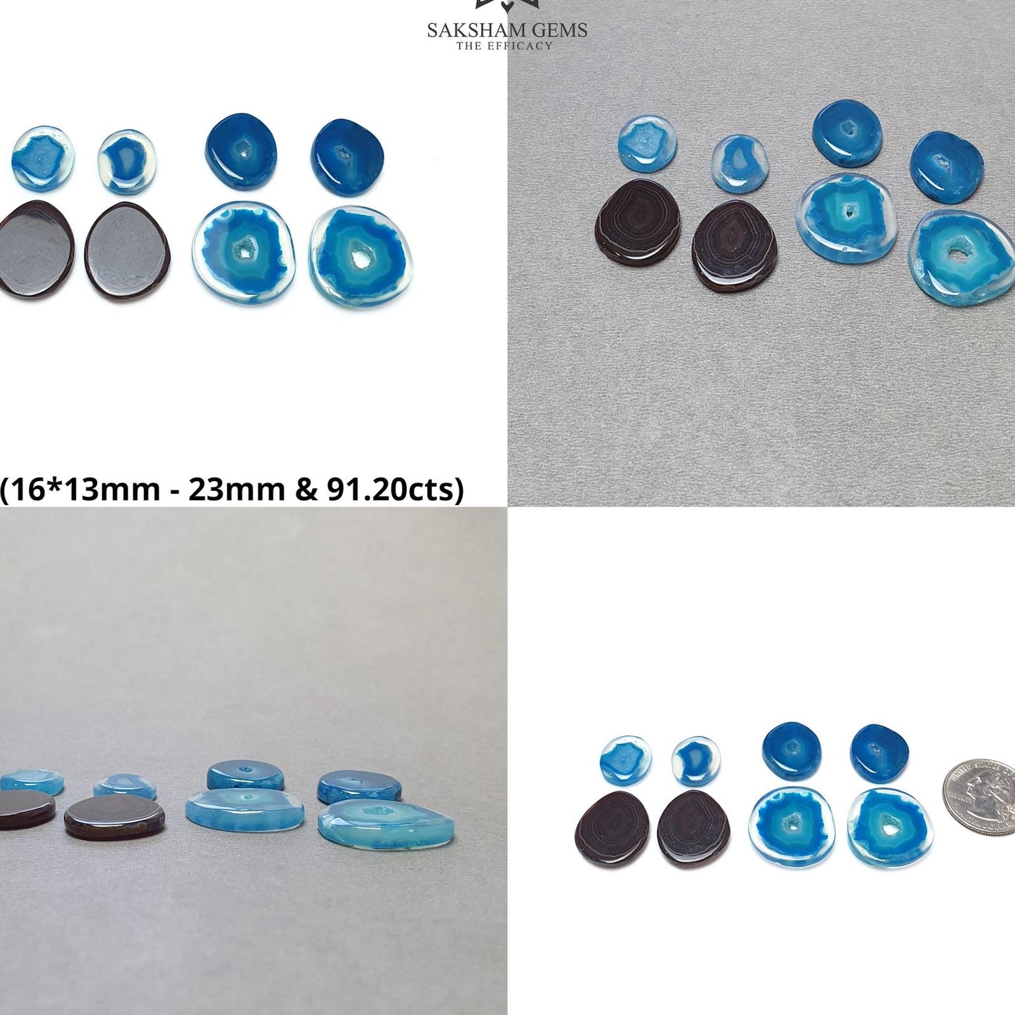 BOTSWANA AGATE Gemstone Cabochon : Natural Color Enhanced Bi-Color Agate Uneven Shape 8pcs Set