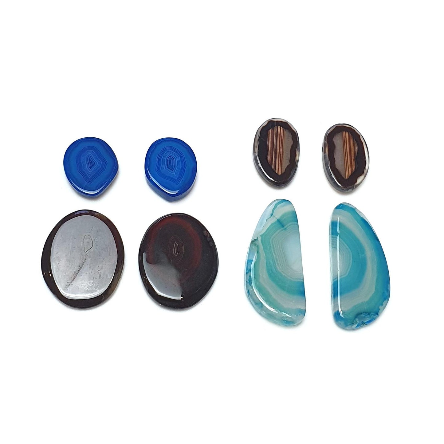 BOTSWANA AGATE Gemstone Cabochon : Natural Color Enhanced Bi-Color Agate Uneven Shape 8pcs Set
