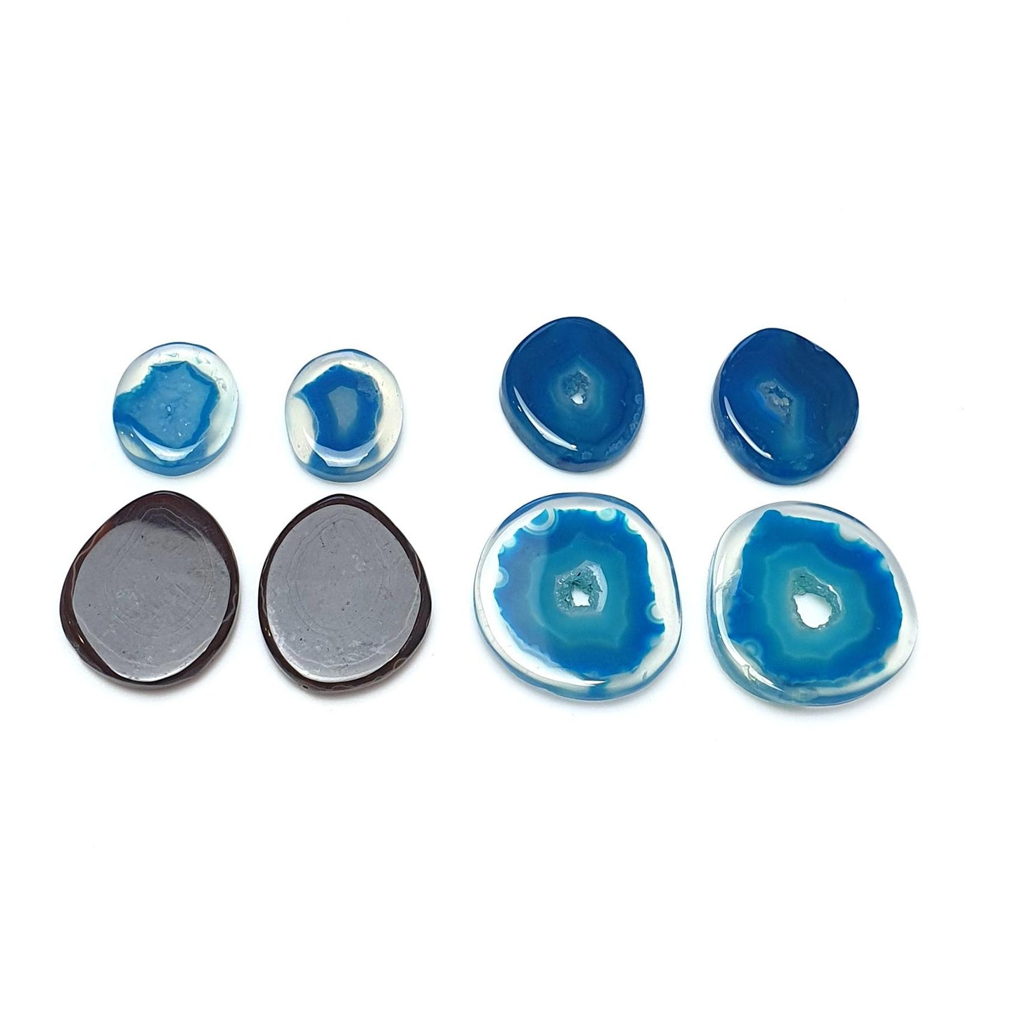 BOTSWANA AGATE Gemstone Cabochon : Natural Color Enhanced Bi-Color Agate Uneven Shape 8pcs Set