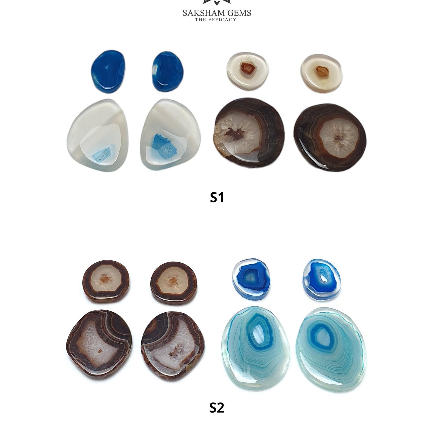 BOTSWANA AGATE Gemstone Cabochon : Natural Color Enhanced Bi-Color Agate Uneven Shape 8pcs Set