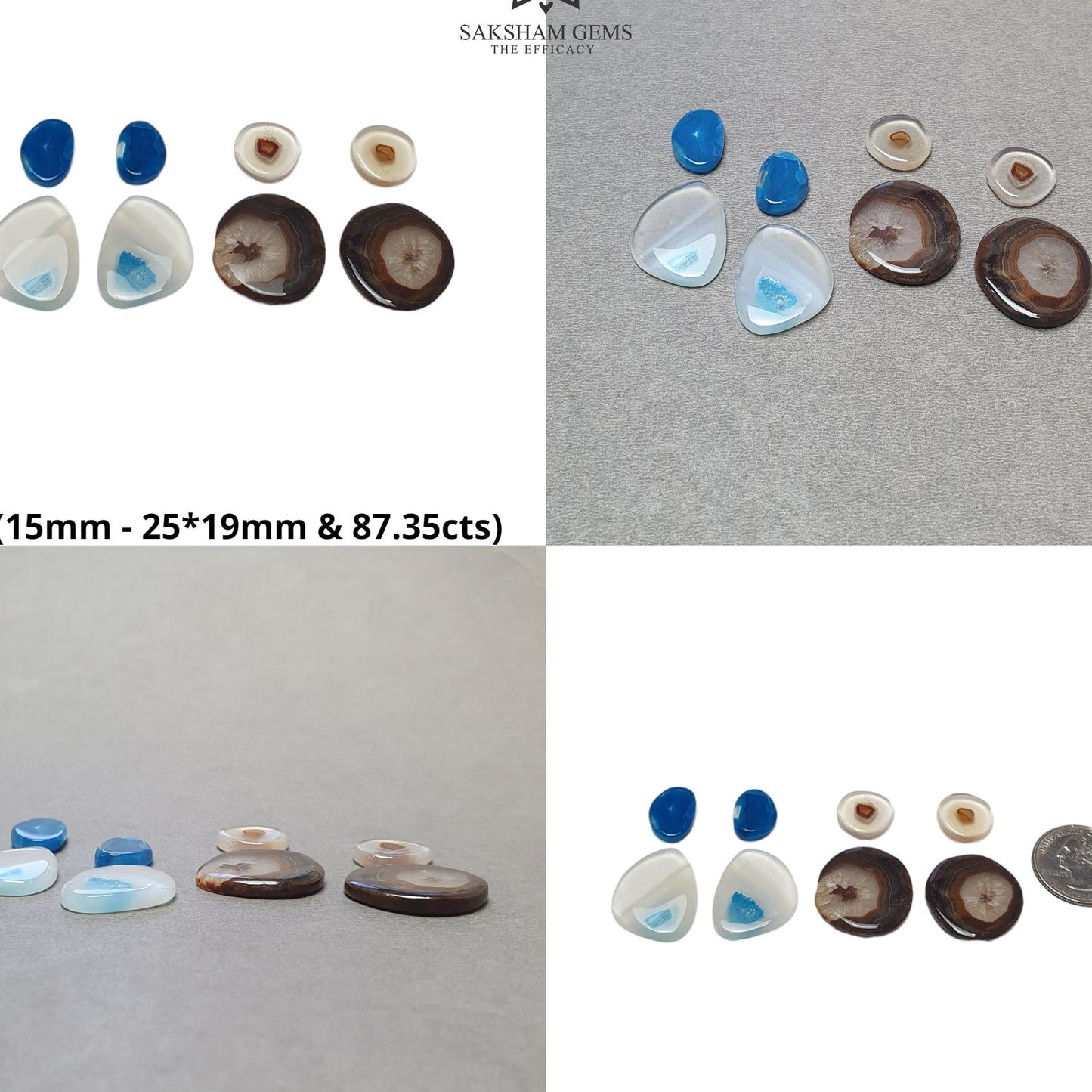 BOTSWANA AGATE Gemstone Cabochon : Natural Color Enhanced Bi-Color Agate Uneven Shape 8pcs Set